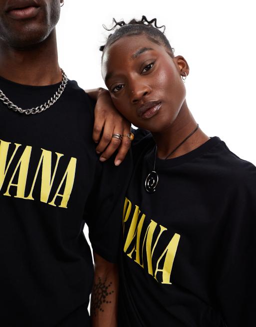 ASOS DESIGN unisex oversized licence band tee in black with Nirvana seahorse graphic prints ASOS