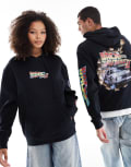 [ASOS DESIGN] ASOS DESIGN unisex oversized licence hoodie with Back To The Future prints in black S BLACK