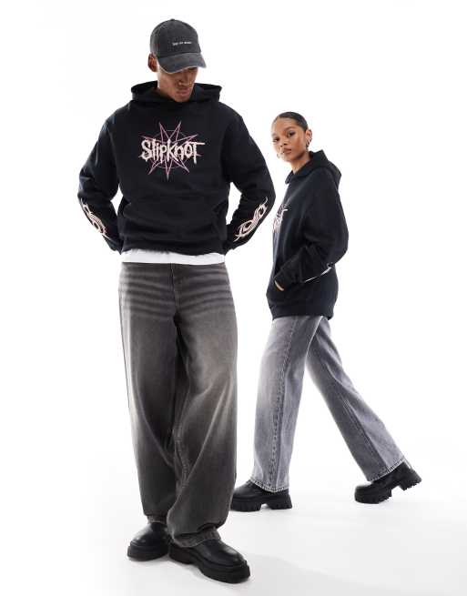 ASOS DESIGN unisex oversized licence hoodie with Slipknot prints in black, 3 of 4