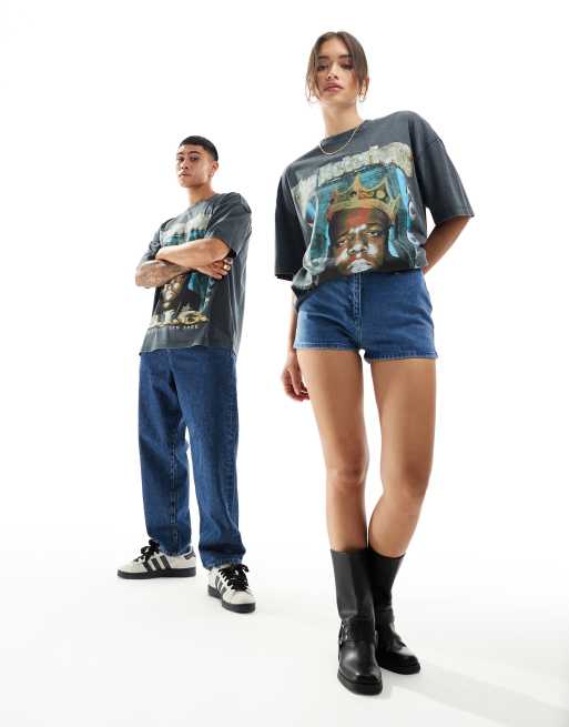 ASOS DESIGN unisex oversized licence t-shirt with Biggie Smalls graphic prints in washed black, 3 of 4