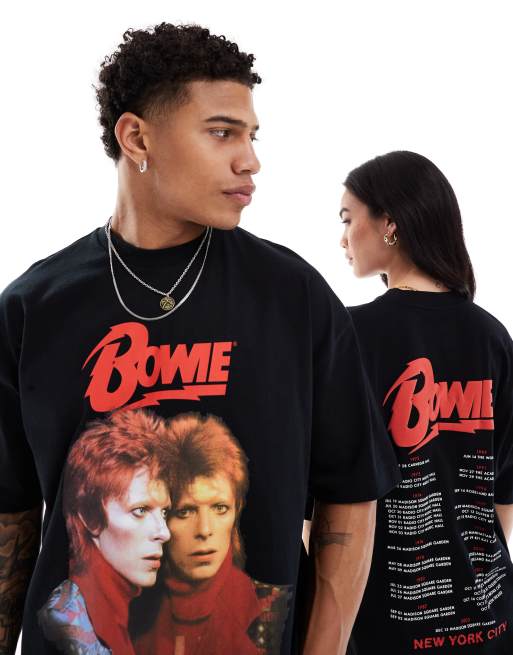 ASOS DESIGN unisex oversized licence t-shirt with David Bowie print in black
