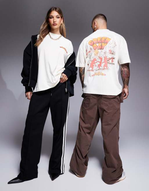 ASOS DESIGN unisex oversized licence t-shirt with Green Day Dookie prints in off white, 3 of 4