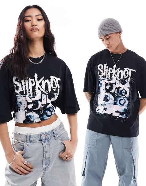 ASOS DESIGN unisex oversized licence tee with Slipknot prints in black - view 1