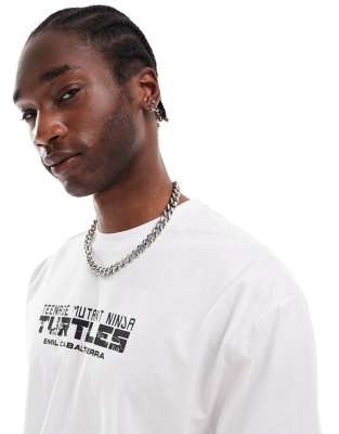 boohoo MAN★半袖 Teenage Mutant Ninja Turtles Tシャツ★白★ ASOS DESIGN unisex oversized t-shirt with Teenage Mutant
