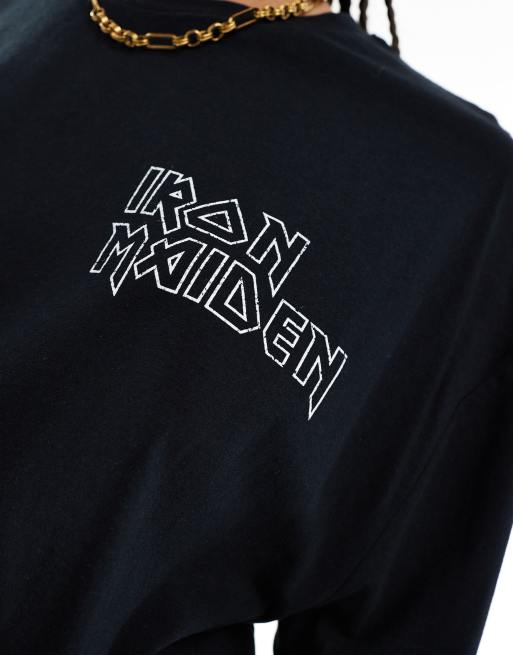ASOS DESIGN unisex oversized license t-shirt in black with Iron Maiden graphic prints, 4 of 4