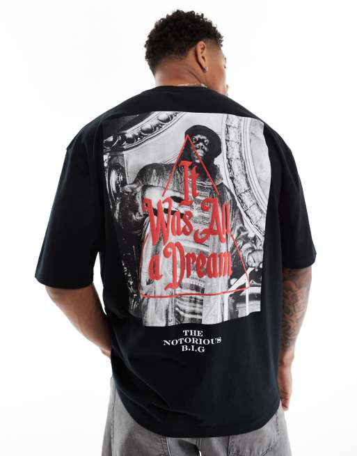 ASOS DESIGN unisex oversized license t-shirt with Biggie Smalls puff print graphics in black, 3 of 4