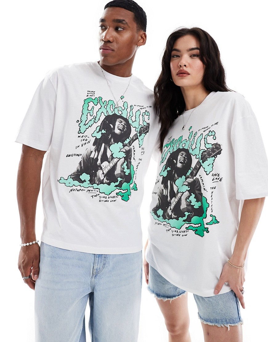 ASOS DESIGN unisex oversized license t-shirt with Bob Marley print in white