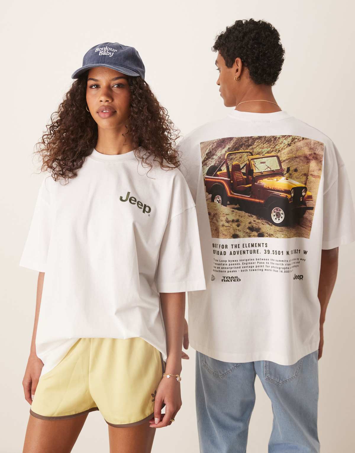 ASOS DESIGN unisex oversized license t-shirt with Jeep prints in white