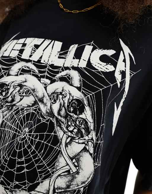 ASOS DESIGN unisex oversized license t shirt with Metallica prints in black