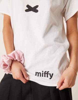 Asos Design Unisex Oversized License T-shirt With Miffy Face Prints In White