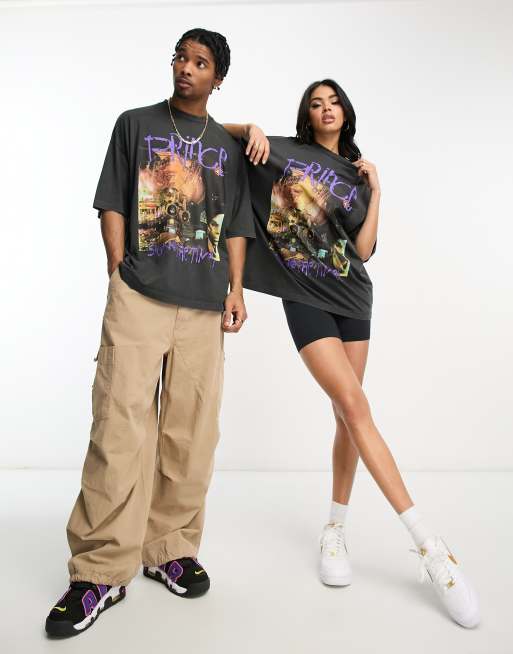 ASOS DESIGN unisex oversized license t-shirt with Prince Purple Rain print in black - BLACK, 4 of 4