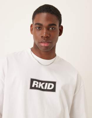 Asos Design Unisex Oversized License T-shirt With Rkid Liam Print In White