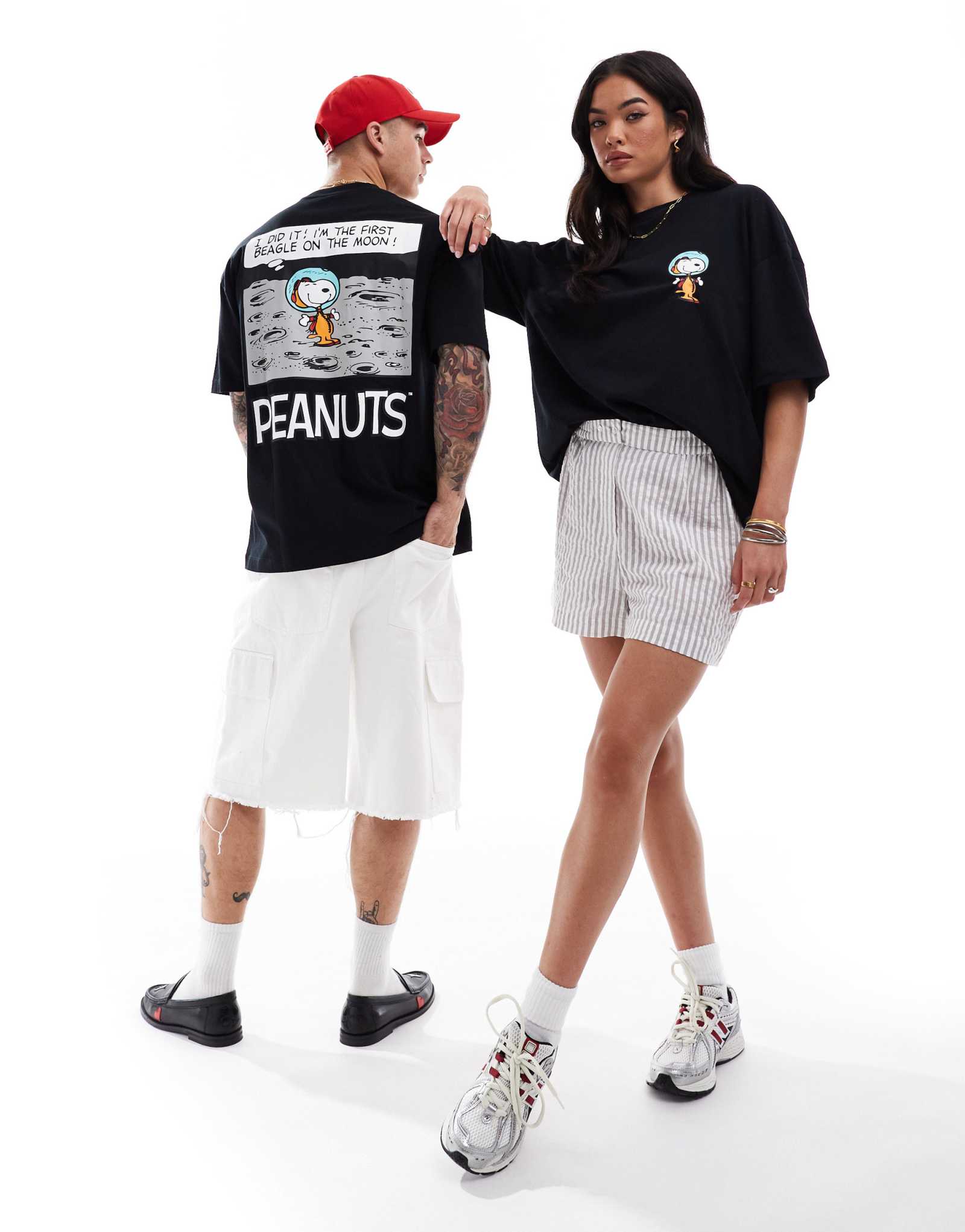 ДИЗАЙНЕРСКАЯ футболка ASOS DESIGN unisex license большого размера с принтом Snoopy черного цвета