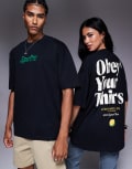 [ASOS DESIGN] ASOS DESIGN unisex oversized license t-shirt with Sprite prints in black XS BLACK