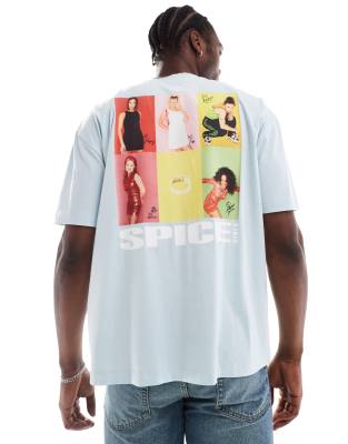 ASOS DESIGN unisex oversized license t-shirt with The Spice Girls prints in baby blue