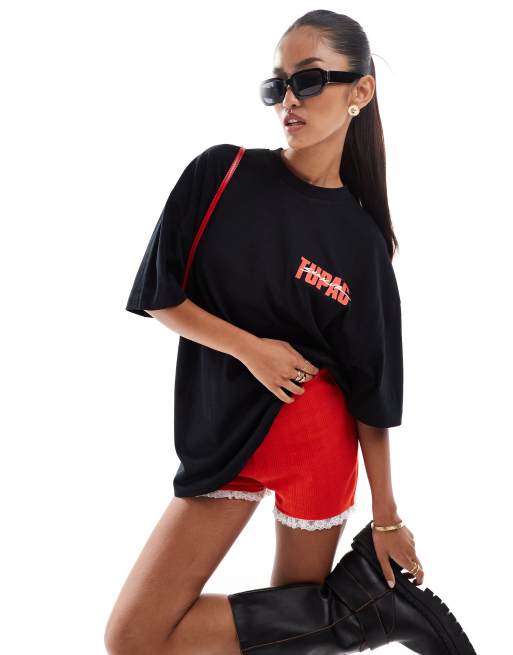 ASOS DESIGN unisex oversized license t-shirt with Tupac prints in black |  ASOS