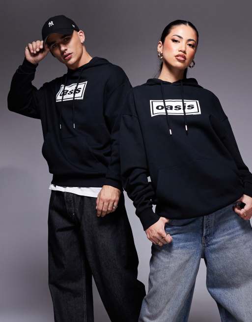 ASOS DESIGN unisex oversized licensed hoodie with Oasis prints in black, 4 of 4