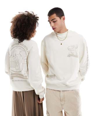 Asos Design Unisex Oversized Licensed Sweatshirt With Woody Woodpecker Prints In Ecru-neutral