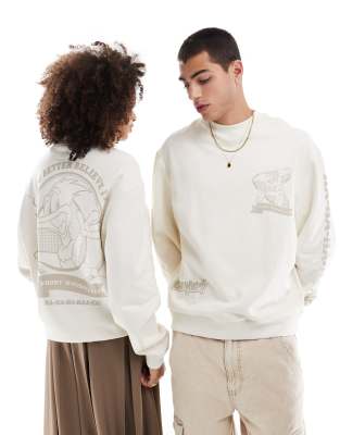 unisex oversized licensed sweatshirt with Woody Woodpecker prints in ecru-Neutral