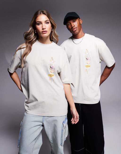 ASOS DESIGN unisex oversized licensed T-shirt with Cartoon Network Cow and Chicken prints in gray, 3 of 4