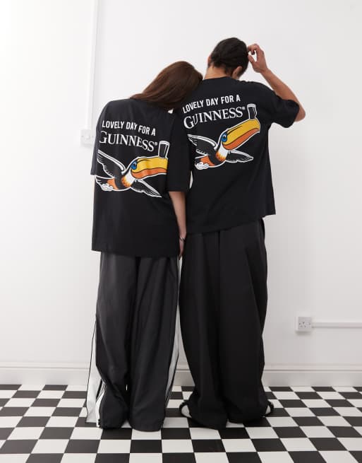ASOS DESIGN unisex oversized licensed T-shirt with Guinness prints in black, 3 of 4