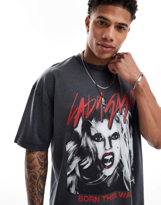 ASOS DESIGN unisex oversized licensed T-shirt with Lady Gaga