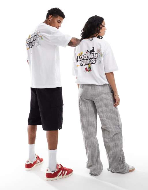 ASOS DESIGN unisex oversized licensed t-shirt with Looney Tunes prints in white, 2 of 4