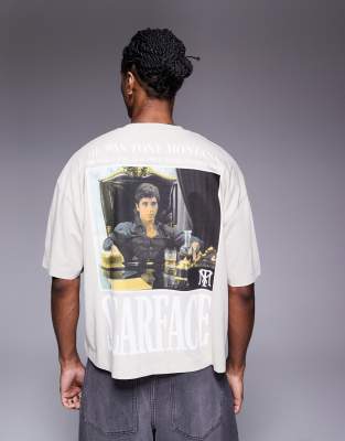 Asos Design Unisex Oversized Licensed T-shirt With Scarface Prints
