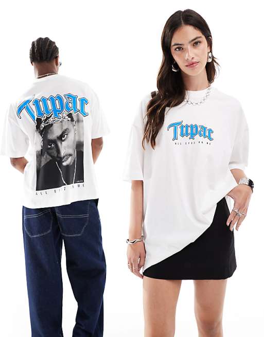 ASOS DESIGN unisex oversized licensed t-shirt with Tupac ASOS DESIGN unisex oversized licensed t-shirt with Tupac