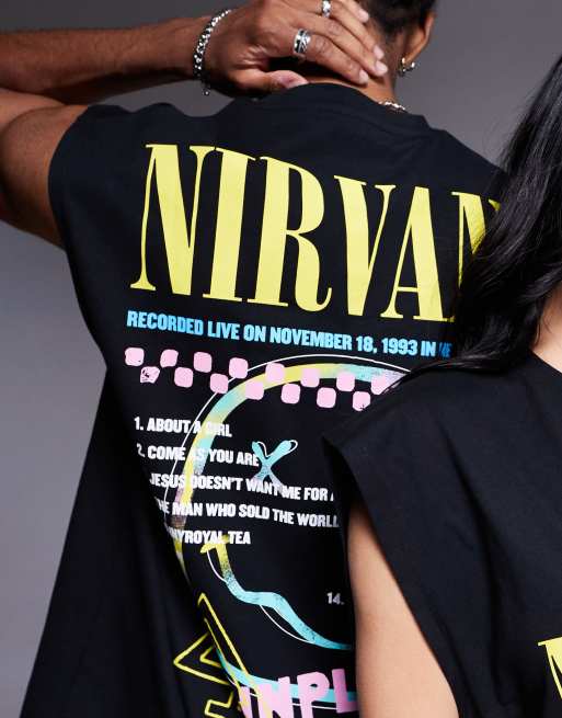 ASOS DESIGN unisex oversized licensed tank top with Nirvana prints in black
