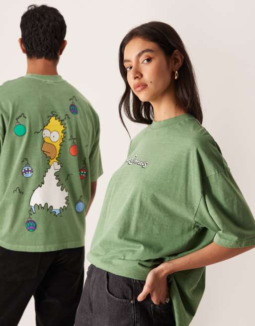 ASOS DESIGN - Unisex - Oversized mørkegrøn T-shirt med The Simpsons-print