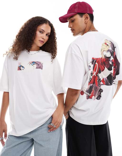 ASOS DESIGN Unisex - Oversized og hvid T-shirt med Harley Quinn-grafikprint, 2 af 4