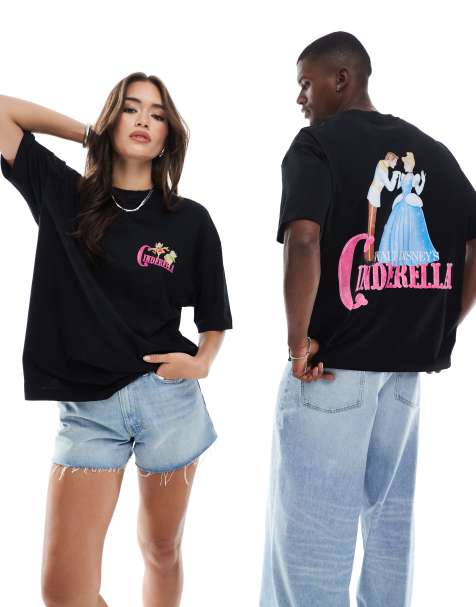 ASOS DESIGN - Unisex - Oversized og sort T-shirt med 'Cinderella'-print - view 1