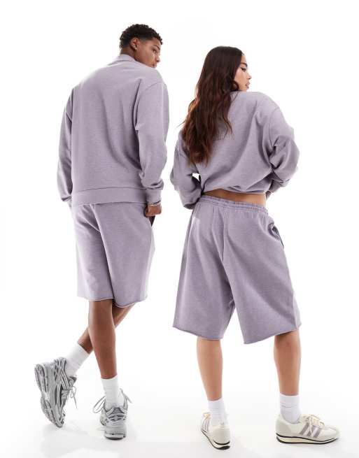 ASOS DESIGN unisex oversized shorts in washed lilac - part of a set, 4 of 4