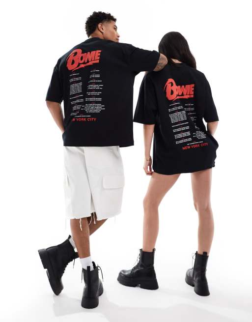 ASOS DESIGN - Unisex - Oversized sort T-shirt med licenseret David Bowie-print, 2 af 4