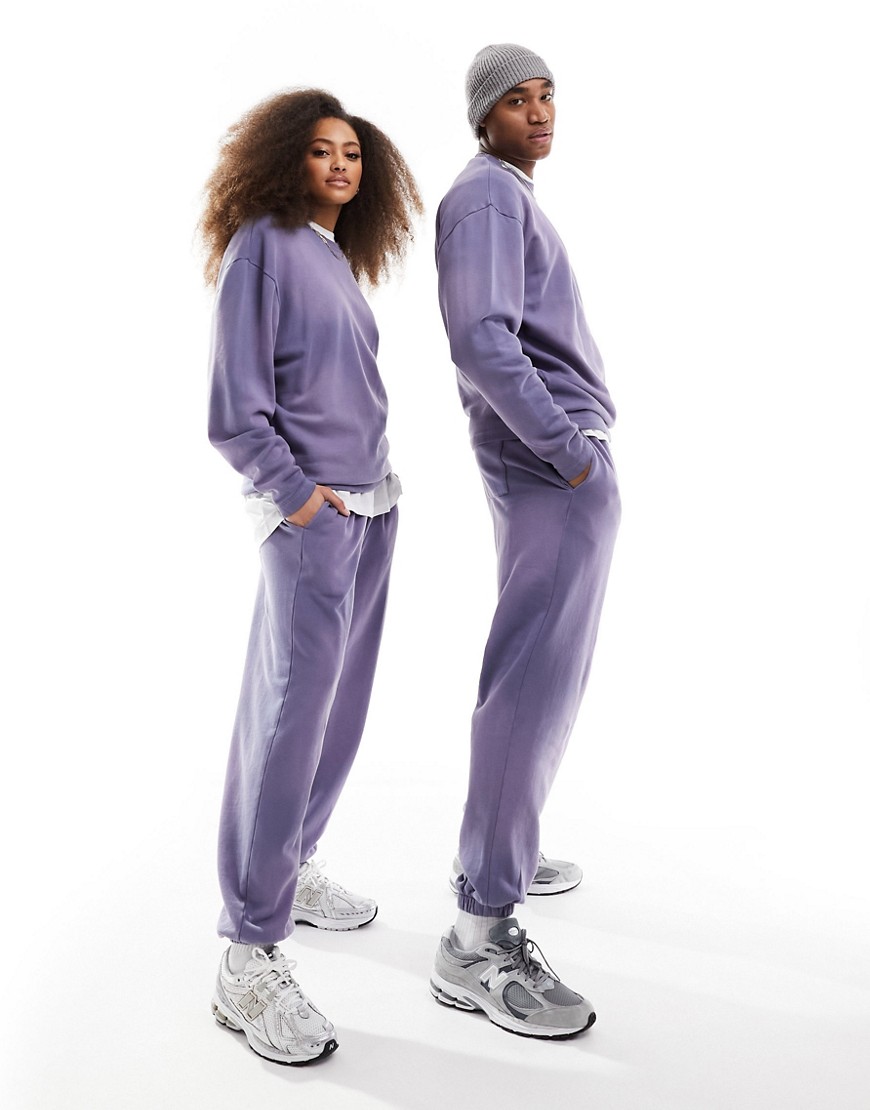 unisex oversized sweatpants in washed blue - part of a set