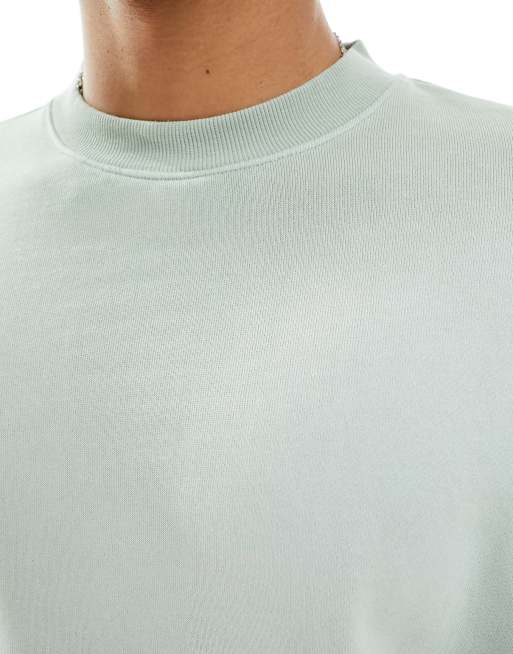ASOS DESIGN unisex oversized sweatshirt in washed green (part of a set), 4 of 4