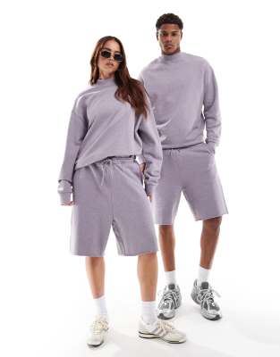 Asos Design Unisex Oversized Sweatshirt In Washed Lilac - Part Of A Set-gray