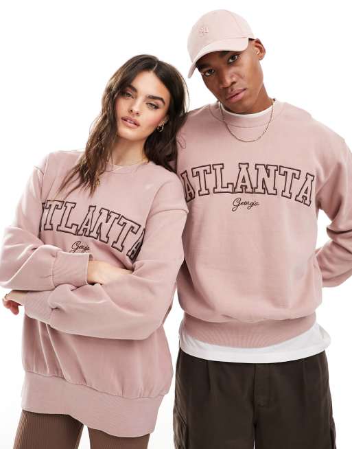 ASOS DESIGN - Unisex - Oversized sweatshirt med bybroderi i lyserød