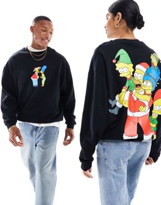 ASOS DESIGN unisex oversized sweatshirt with Christmas Simpsons print in black - ASOS Price Checker