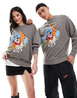 ASOS DESIGN unisex oversized license sweatshirt with Tony the Tiger print in grey