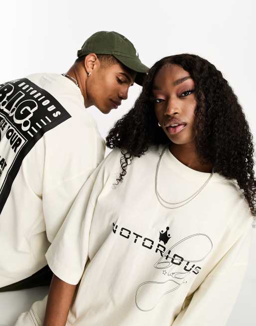 ASOS DESIGN - Unisex - Oversized T-shirt med Biggie Smalls-print i råhvid, 2 af 4