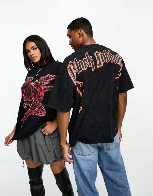 ASOS DESIGN - Unisex - Oversized T-shirt med grafisk Black Sabbath-print i sort