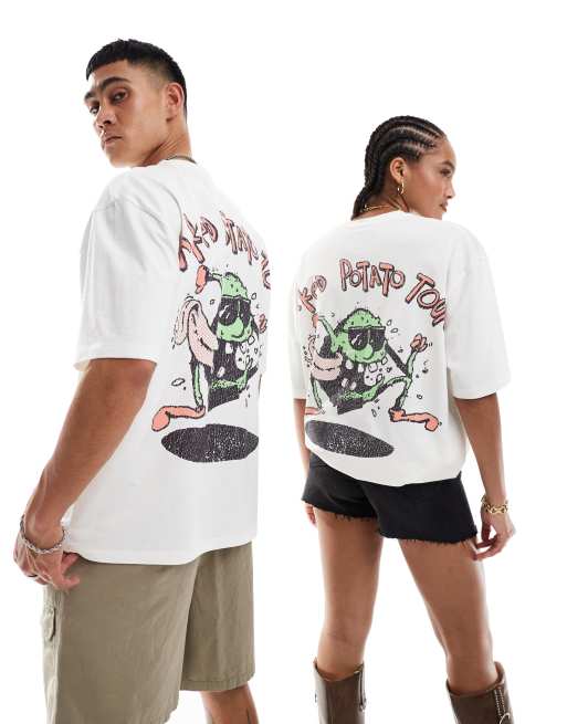 ASOS DESIGN - Unisex - Oversized T-shirt med licenseret Red Hot Chilli Peppers-print i råhvid, 4 af 4