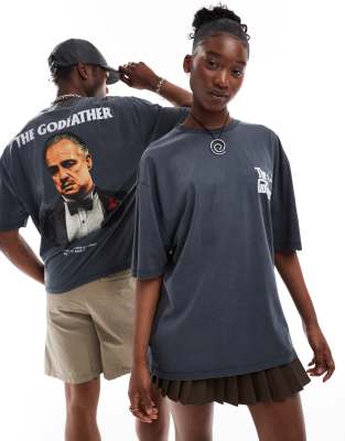 ASOS DESIGN - Unisex - Oversized T-shirt med licenseret The Godfather-print i forvasket sort