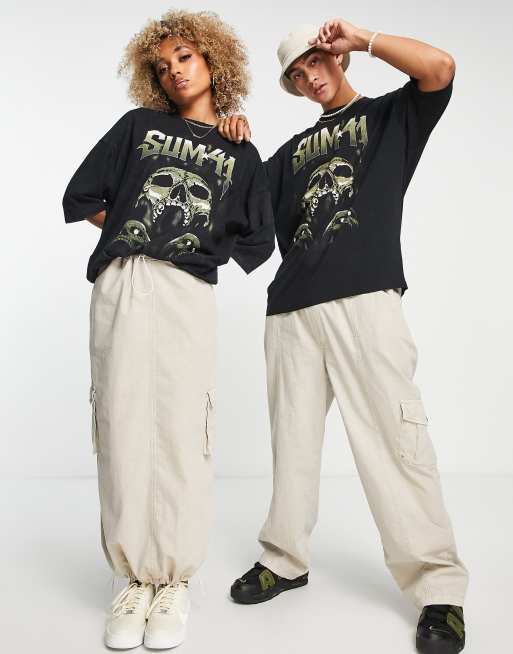 ASOS DESIGN - Unisex - Oversized T-shirt med Sum41-print i sort vask, 4 af 4