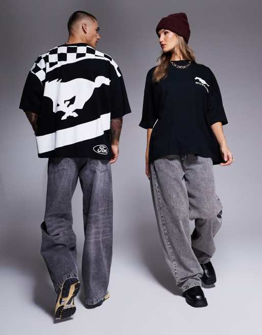 ASOS DESIGN - Unisex oversized T-shirt met print in zwart