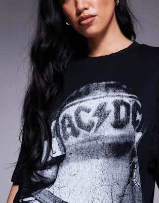 Asos Design Unisex Oversized T-shirt With Ac/dc Print