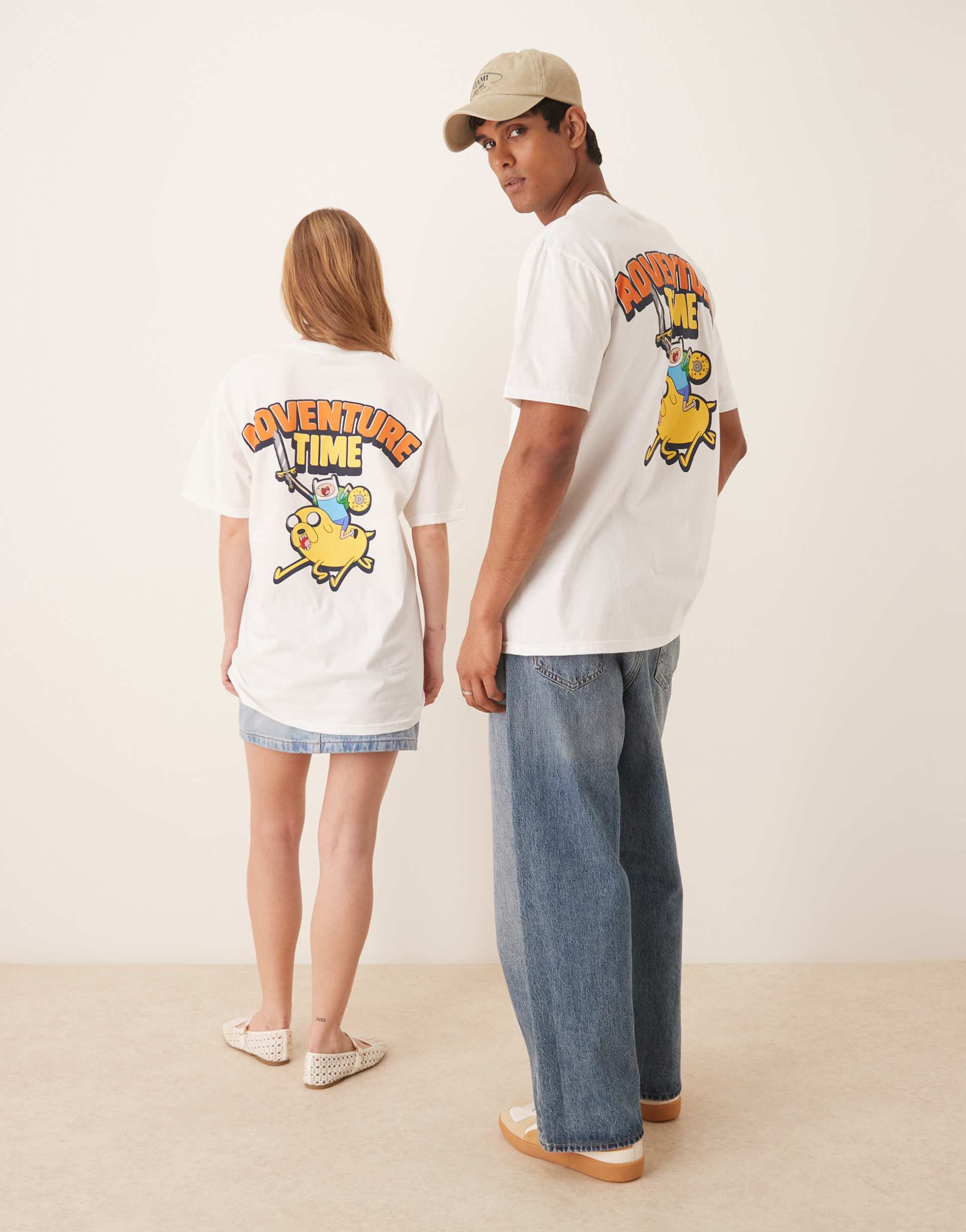 asos design unisex oversized t-shirt with adventure time prints in white