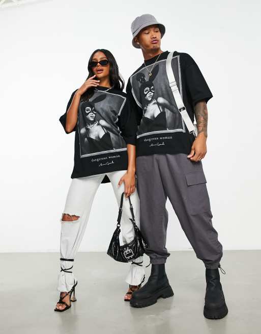 ASOS DESIGN unisex oversized t shirt with Ariana Grande print in black